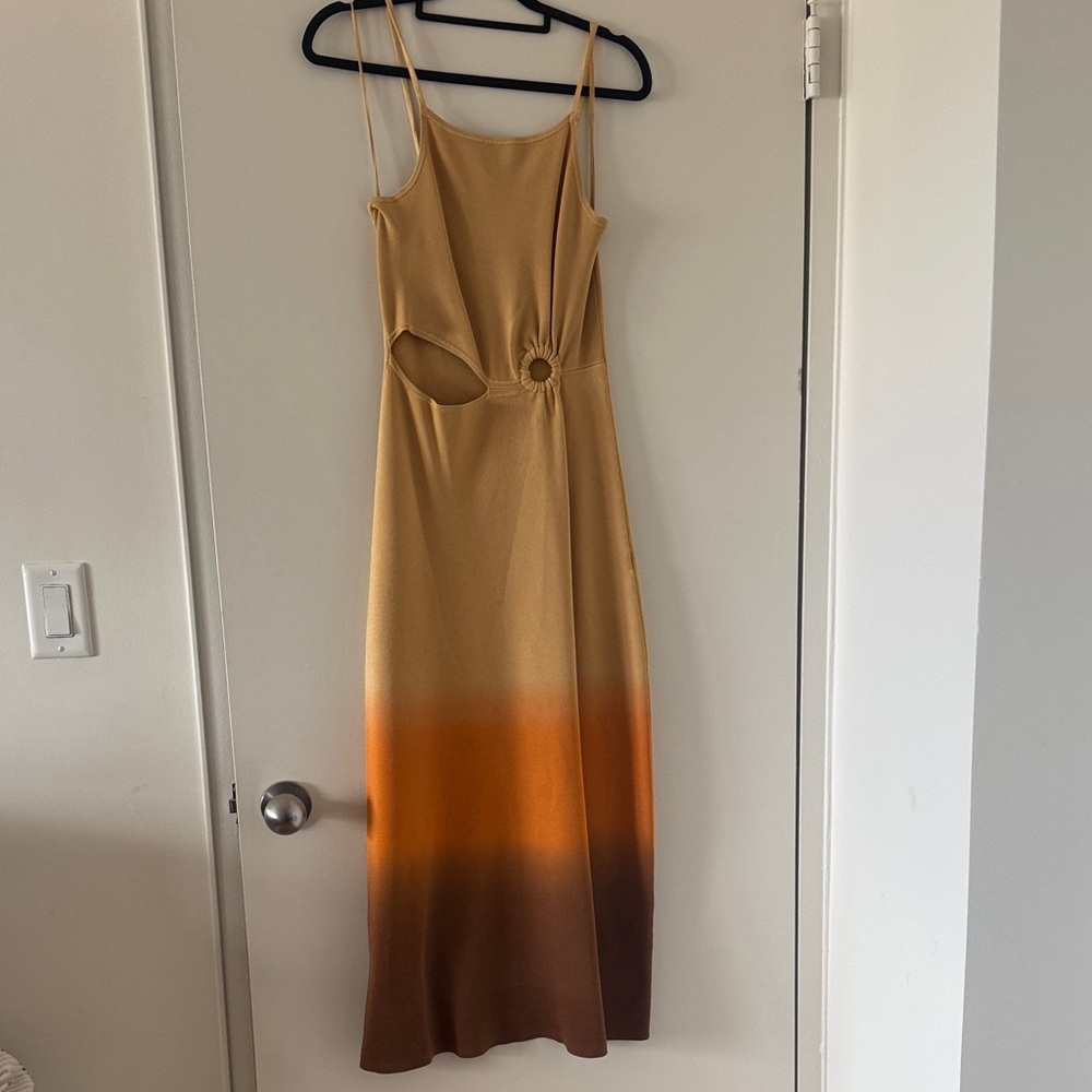 Sandro Cutout Ombre Dress in Tan and Orange